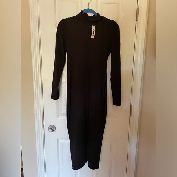 NWT CBR (Chic/Boutique/Rose) full length mock turtleneck dress  size Large - Picture 1 of 8